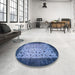 Round Traditional Blue Persian Rug in a Office, tr761