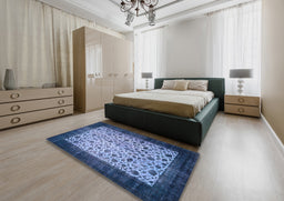 Traditional Blue Persian Rug in a Bedroom, tr761