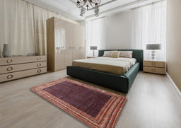 Traditional Orange Salmon Pink Persian Rug in a Bedroom, tr764