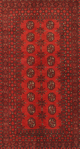 Machine Washable Traditional Saffron Red Rug, wshtr766