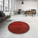 Round Machine Washable Traditional Saffron Red Rug in a Office, wshtr766
