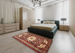 Machine Washable Traditional Tomato Red Rug in a Bedroom, wshtr768