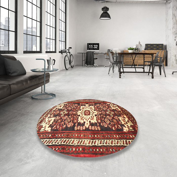 Round Traditional Red Persian Rug in a Office, tr768
