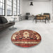 Round Machine Washable Traditional Tomato Red Rug in a Office, wshtr768