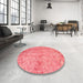 Round Machine Washable Traditional Red Rug in a Office, wshtr769