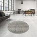 Round Traditional Dark Gray Persian Rug in a Office, tr772