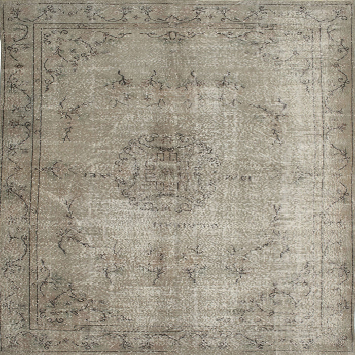 Square Traditional Khaki Green Persian Rug, tr773
