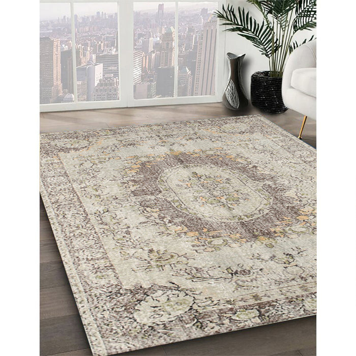 Traditional Camel Brown Persian Rug in Family Room, tr774