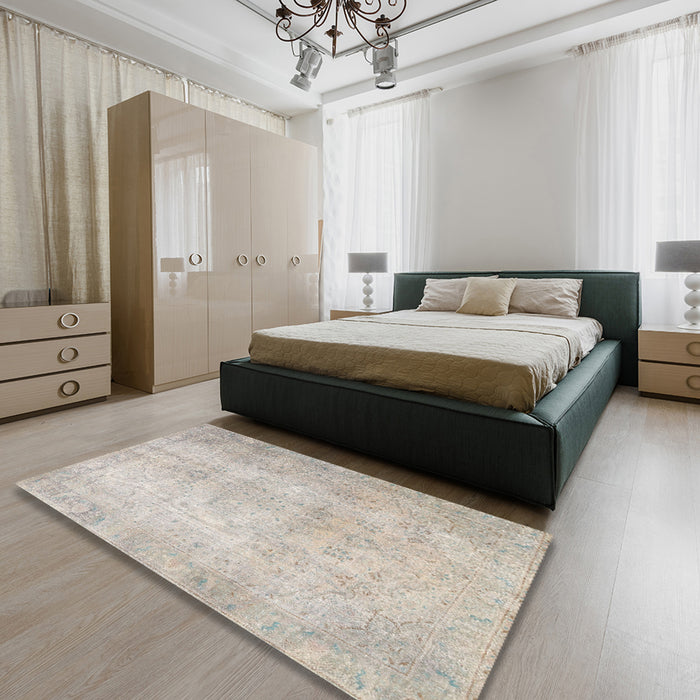 Traditional Sage Green Persian Rug in a Bedroom, tr778