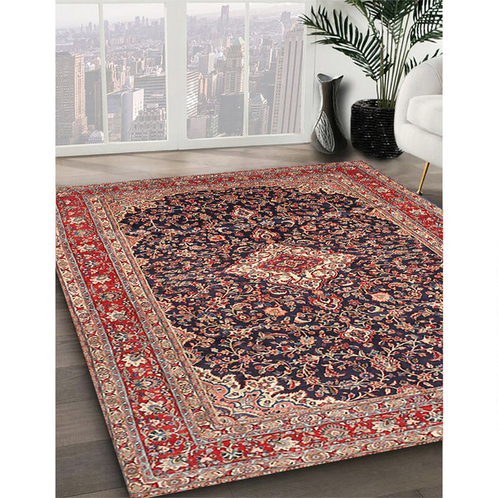 Machine Washable Traditional Brown Red Rug in a Family Room, wshtr77