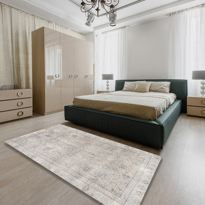 Traditional Sage Green Persian Rug in a Bedroom, tr780