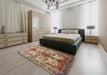 Traditional Dark Sienna Brown Persian Rug in a Bedroom, tr783