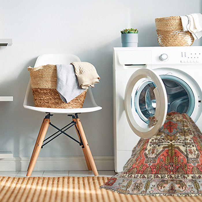 Machine Washable Traditional Dark Sienna Brown Rug in a Washing Machine, wshtr783