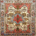 Square Traditional Dark Sienna Brown Persian Rug, tr783
