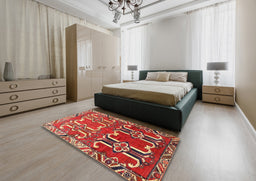Traditional Orange Brown Persian Rug in a Bedroom, tr786