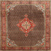 Round Machine Washable Traditional Saffron Red Rug, wshtr787