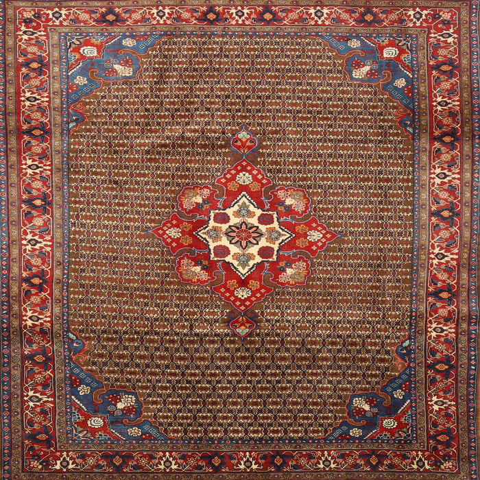 Square Traditional Saffron Red Persian Rug, tr789