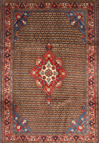 Machine Washable Traditional Saffron Red Rug, wshtr789