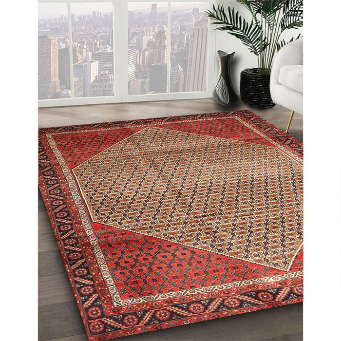 Traditional Red Persian Rug in Family Room, tr790