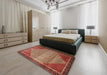 Machine Washable Traditional Tomato Red Rug in a Bedroom, wshtr790