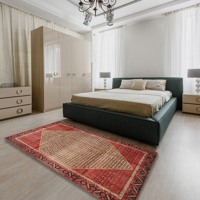 Traditional Red Persian Rug in a Bedroom, tr790