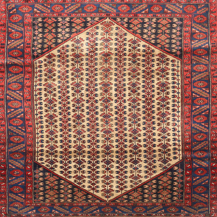 Square Traditional Saffron Red Persian Rug, tr792