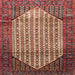 Square Traditional Saffron Red Persian Rug, tr792