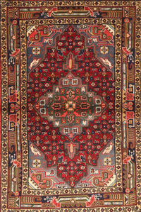 Machine Washable Traditional Saffron Red Rug, wshtr794