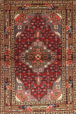 Machine Washable Traditional Saffron Red Rug, wshtr794