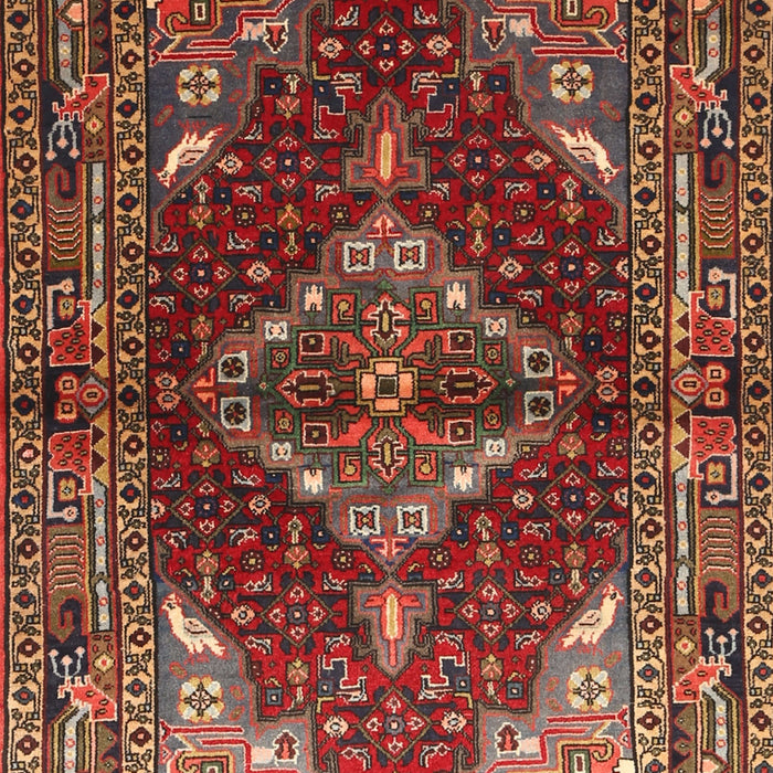 Machine Washable Traditional Saffron Red Rug, wshtr794