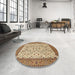 Round Machine Washable Traditional Saddle Brown Rug in a Office, wshtr795