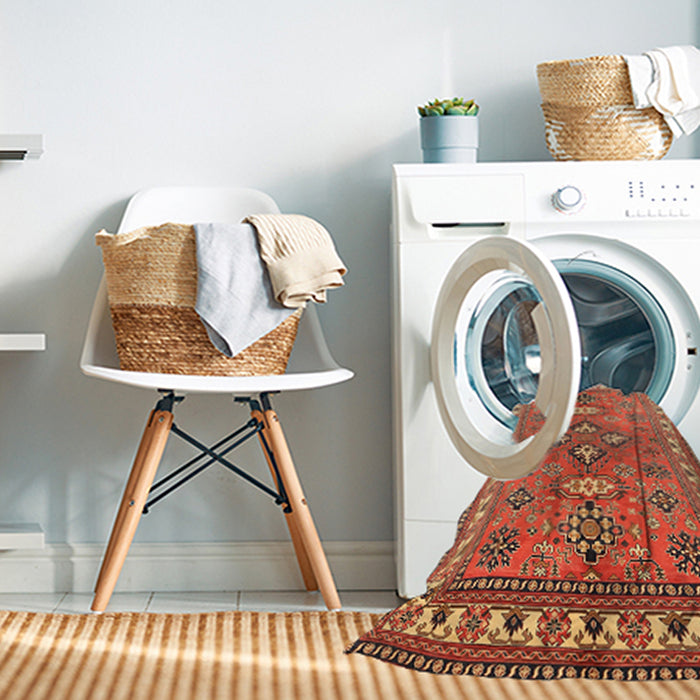 Machine Washable Traditional Peru Brown Rug in a Washing Machine, wshtr797