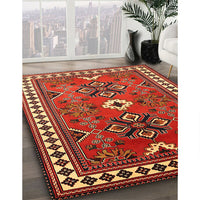 Traditional Bronze Brown Geometric Rug, tr798