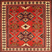 Square Traditional Bronze Brown Geometric Rug, tr798