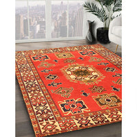 Traditional Orange Geometric Rug, tr800