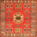 Round Machine Washable Traditional Orange Rug, wshtr800