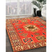 Traditional Orange Geometric Rug in Family Room, tr800