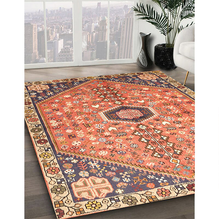 Machine Washable Traditional Sand Brown Rug in a Family Room, wshtr801