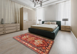 Traditional Orange Brown Persian Rug in a Bedroom, tr802