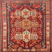 Round Machine Washable Traditional Orange Brown Rug, wshtr802