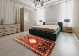 Traditional Red Persian Rug in a Bedroom, tr804