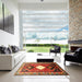 Square Machine Washable Traditional Tomato Red Rug in a Living Room, wshtr804