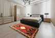 Machine Washable Traditional Tomato Red Rug in a Bedroom, wshtr804