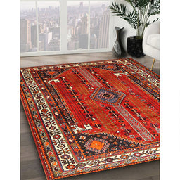 Traditional Gold Brown Persian Rug in Family Room, tr805