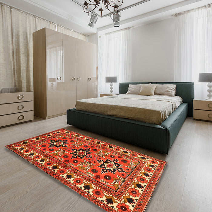 Traditional Red Persian Rug in a Bedroom, tr806