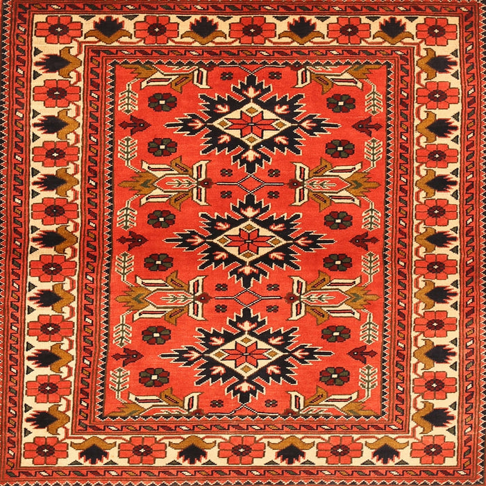 Round Machine Washable Traditional Red Rug, wshtr806