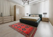 Machine Washable Traditional Dark Gold Brown Rug in a Bedroom, wshtr807
