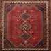 Round Machine Washable Traditional Chestnut Brown Rug, wshtr808