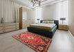 Machine Washable Traditional Copper Red Pink Rug in a Bedroom, wshtr809