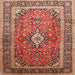 Square Traditional Sand Brown Medallion Rug, tr80